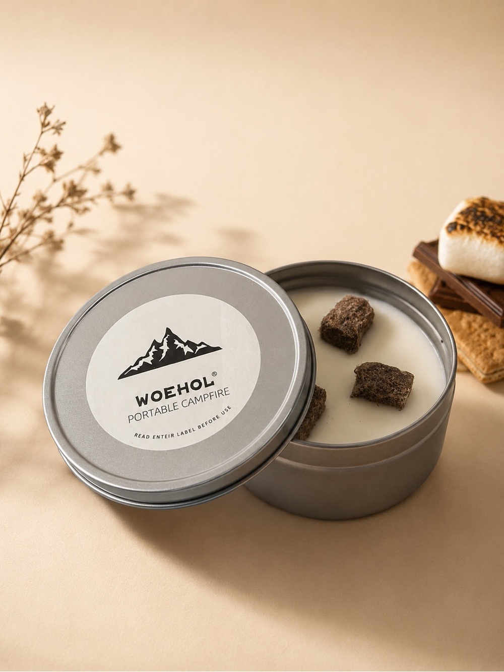 WOEHOL Portable Campfire S'mores Candle
